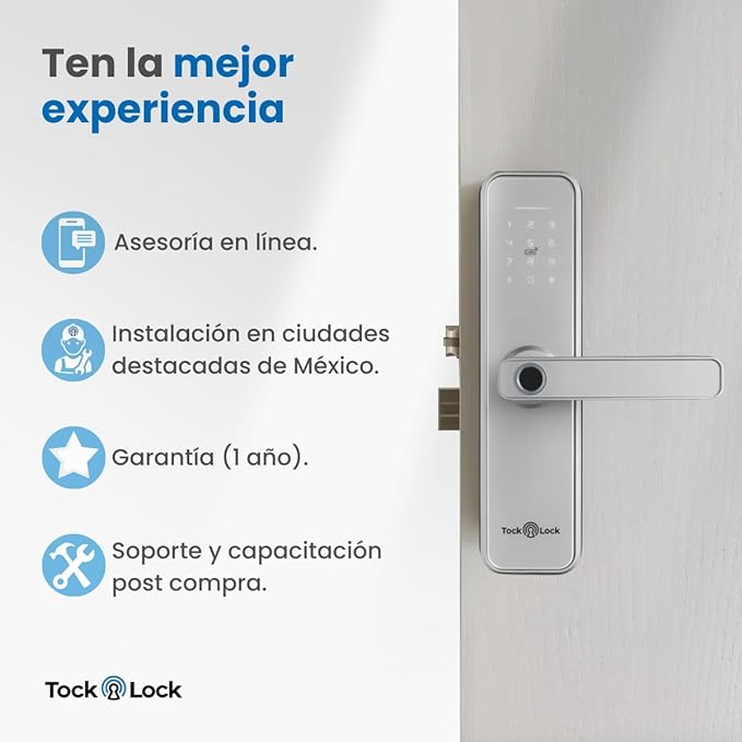 Tock Lock - Cerradura inteligente para puerta principal | Chapa digital 5 métodos de acceso | Plata.