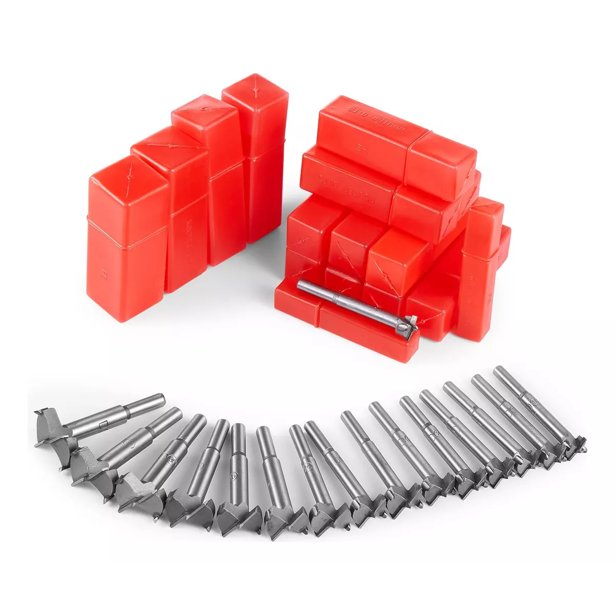 16 Brocas Forstner Para De Acero Carpintería Bisagra 15-35mm rojo.