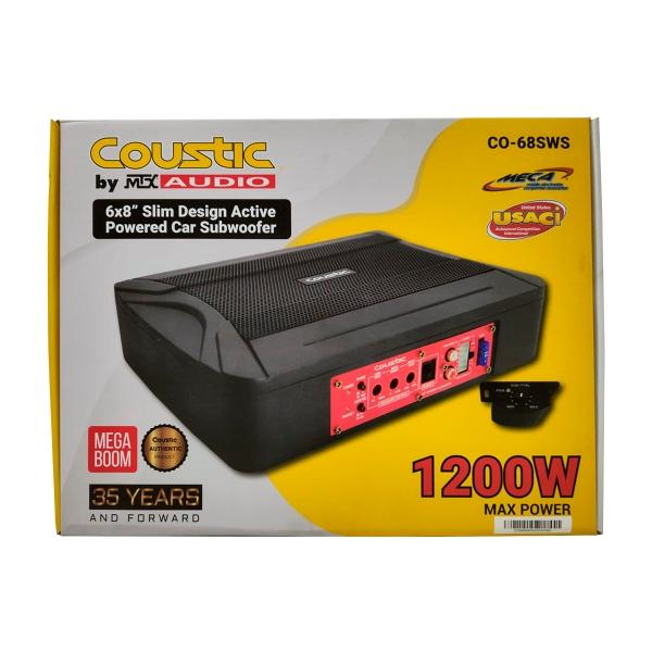 Subwoofer Amplificado Coustic CO-68SWS 1200 Watts 6x8 Pulgadas 