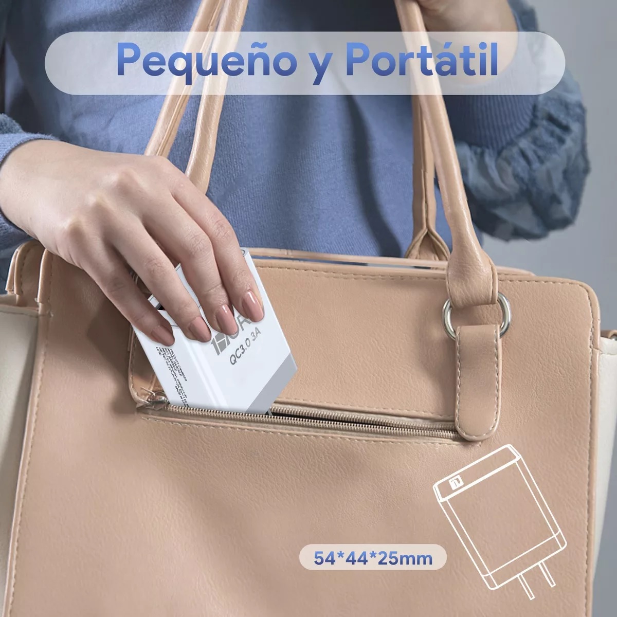 Cargador Universal Usb 3 Am Con Cable Tipo C 3.0 1hora Blanco.