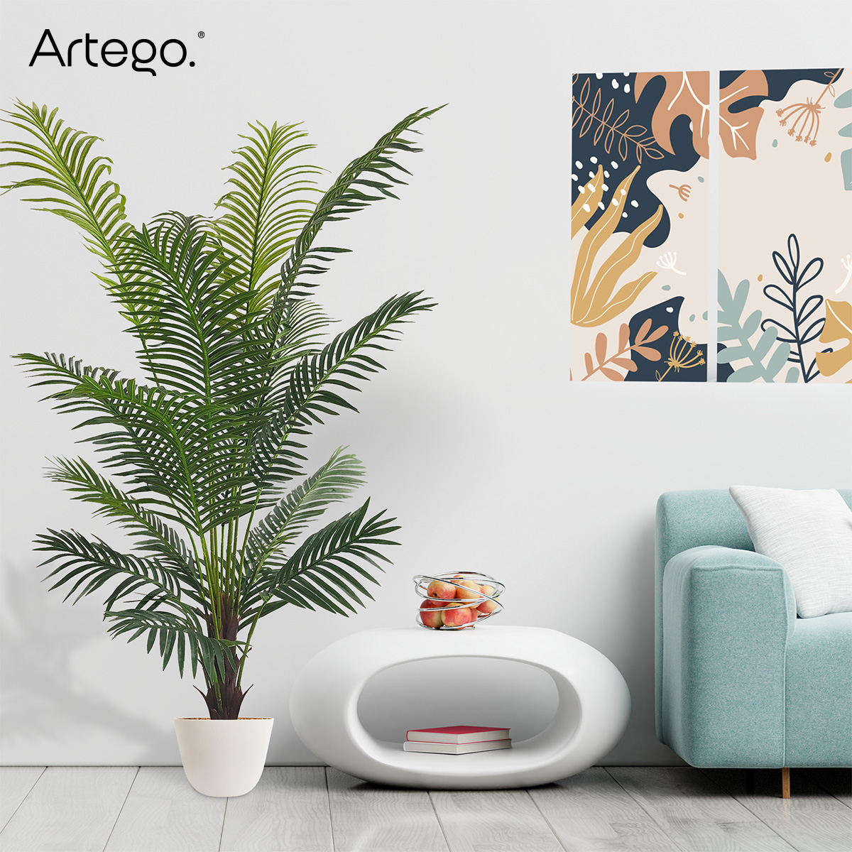 Planta artificial decorativa moderna con maceta Palmera Hawái grande de 160cm de alto Artego para hogar sala comercio oficina.