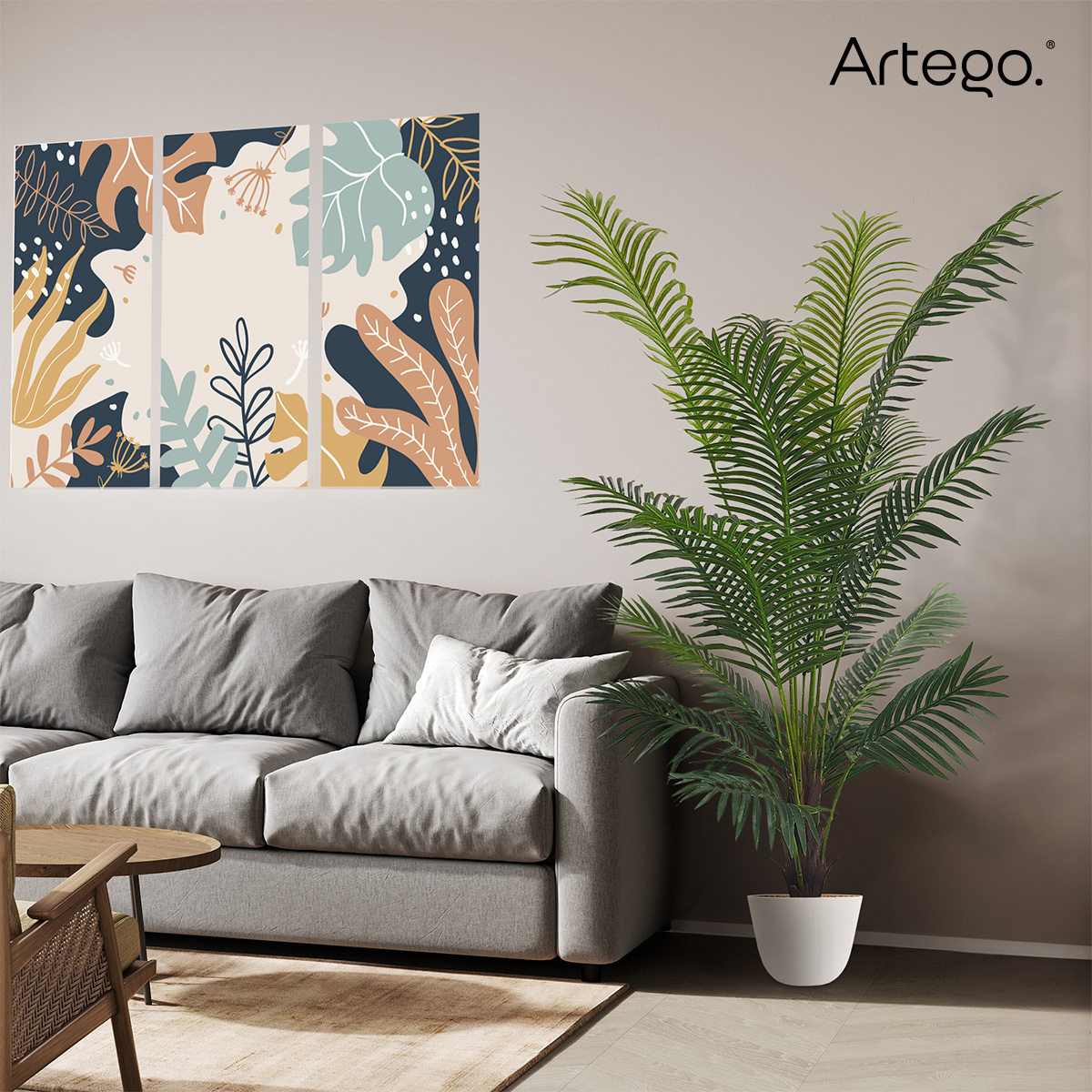 Planta artificial decorativa moderna con maceta Palmera Hawái grande de 160cm de alto Artego para hogar sala comercio oficina.