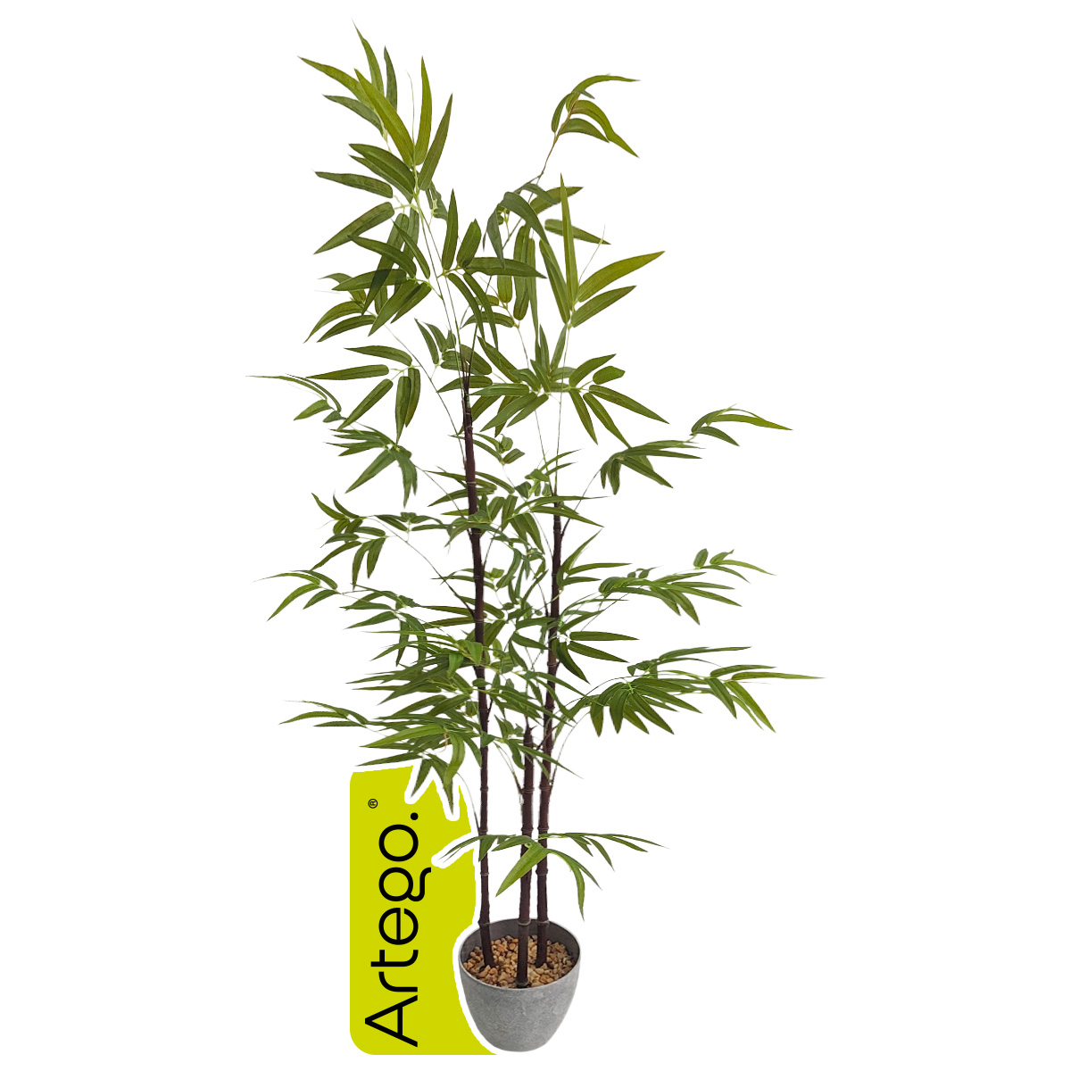Planta artificial decorativa moderna con maceta Bambú grande de 170cm de alto Artego para hogar sala comercio oficina.