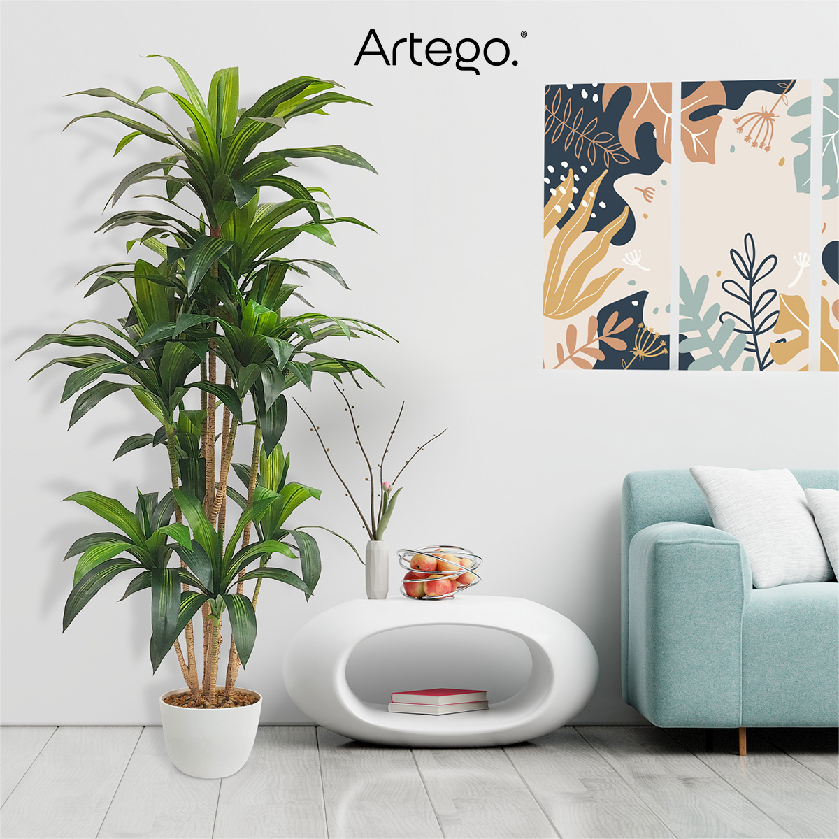 Planta artificial decorativa moderna con maceta Dracaena Palo de Brasil grande de 170cm de alto Artego para hogar sala comercio oficina.