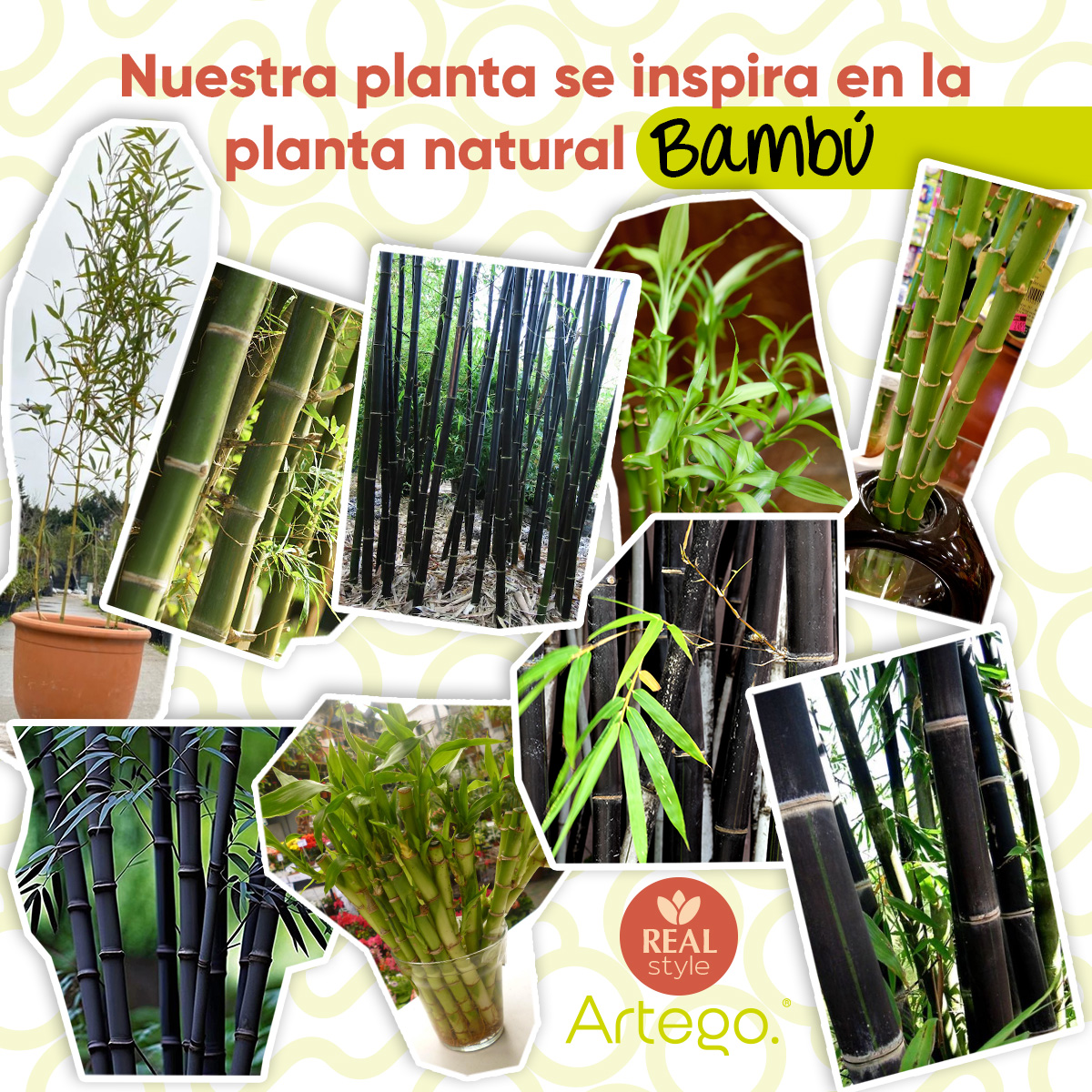 Planta artificial decorativa moderna con maceta Bambú grande de 170cm de alto Artego para hogar sala comercio oficina.