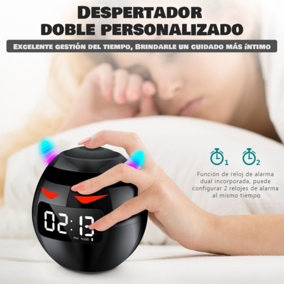 Altavoz Bluetooth Portátil Con Reloj Despertador Digital