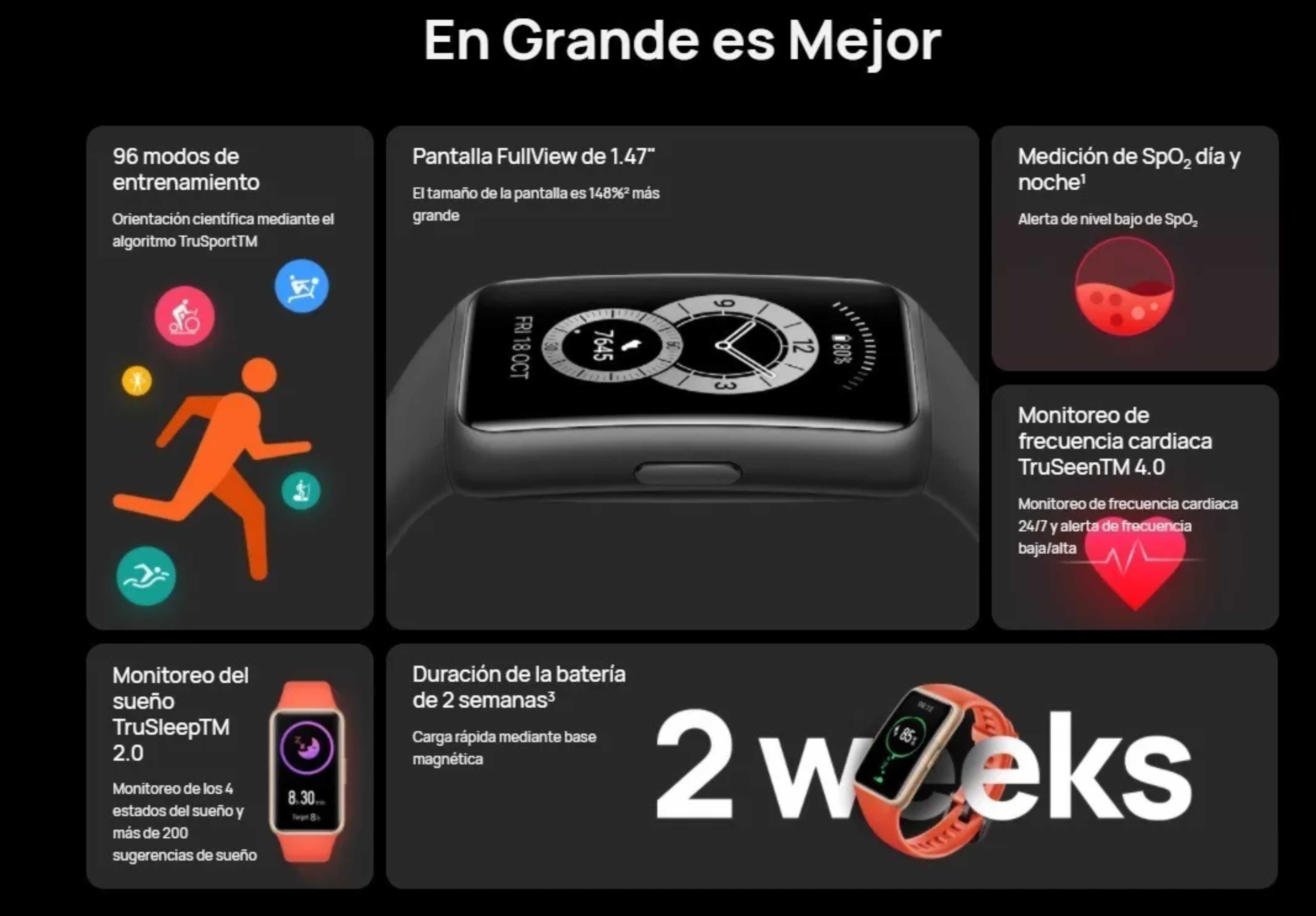 Smartwatch Huawei Band 6 1.47'' Amoled Bluetooth 5.0 Negro.