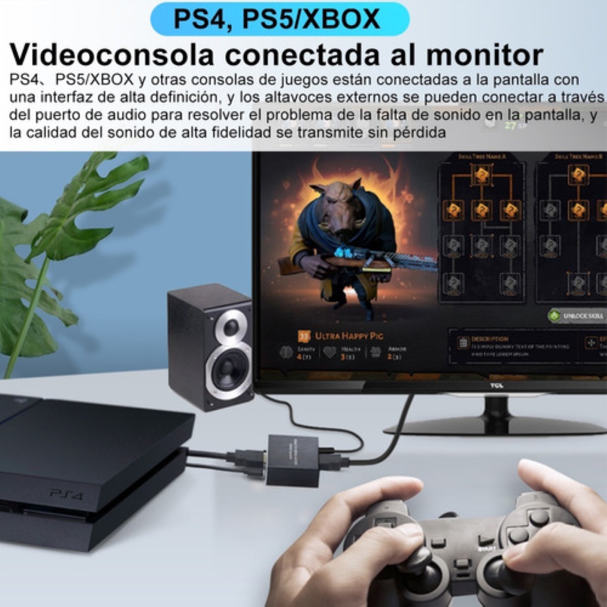 Hdmi Extractor De Audio Divisor Óptico Spdif Coaxial 3.5mm