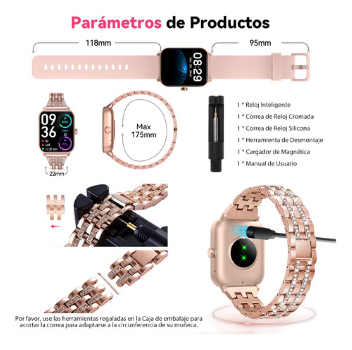 Reloj Smartwatch Mujer Relojes Inteligentes 1.8' Smart Watch