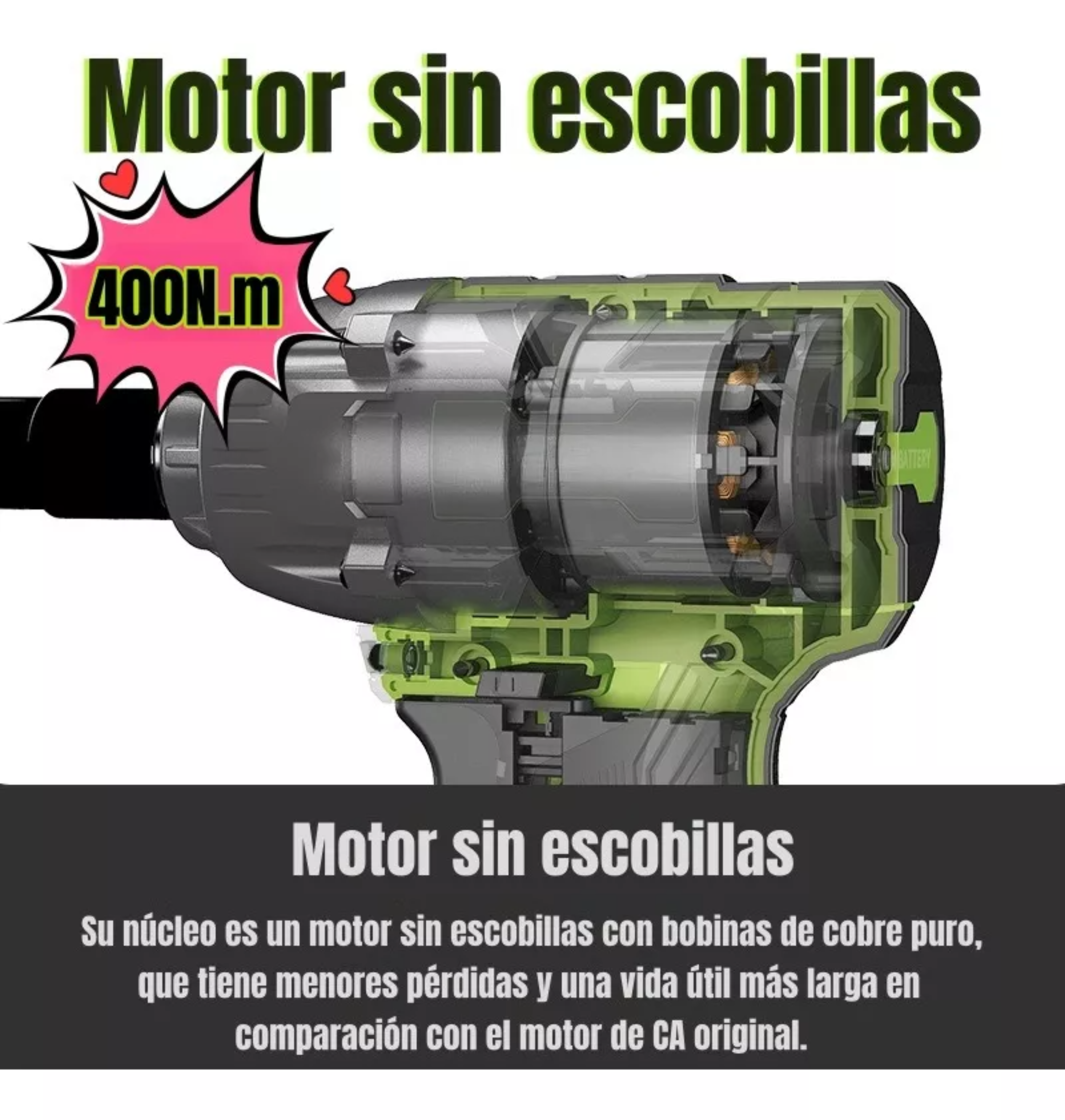 Pistola Impacto Llave Inalámbrica, 2 Batería,taladro,desator.