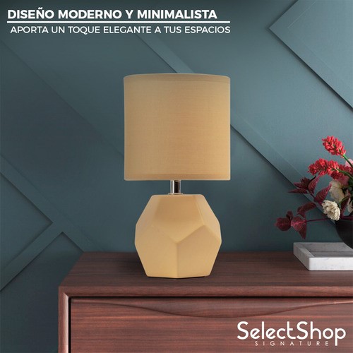 Set De 2 Lámparas De Buró Cerámica Estilo Minimalista 12.5 Estructura Café Pantalla Café.