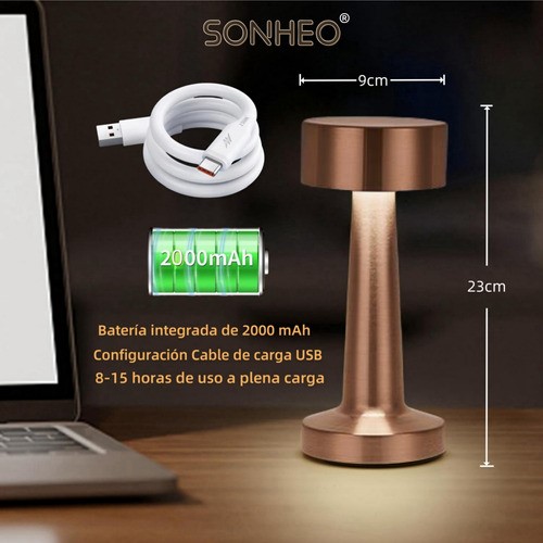 Lámparas Mesa Escritorio Recargables Decorativas Noche Led Cobre-Mancuerna