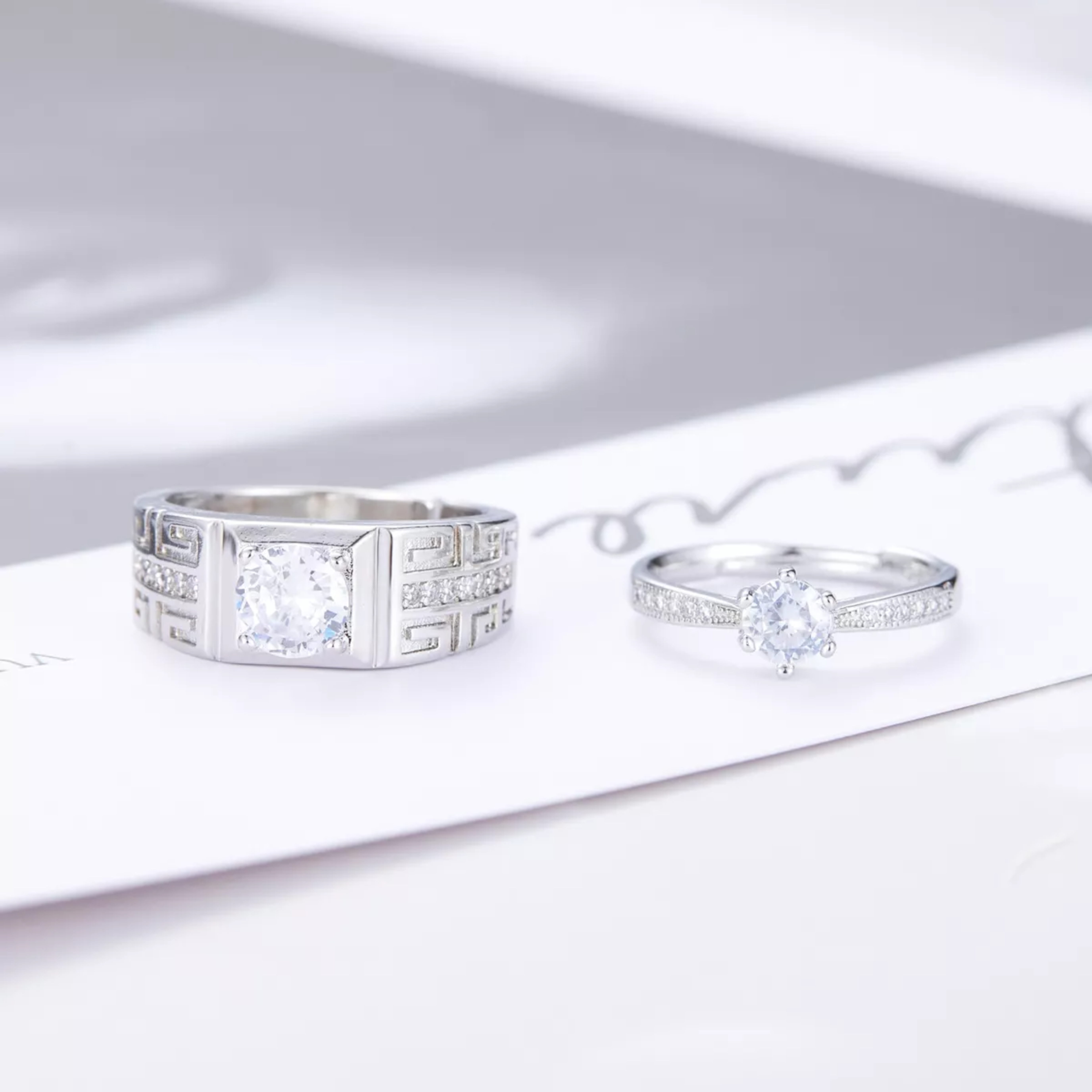 2 Anillos De Pareja Plata 925 Compromiso Promesa Ajustable.