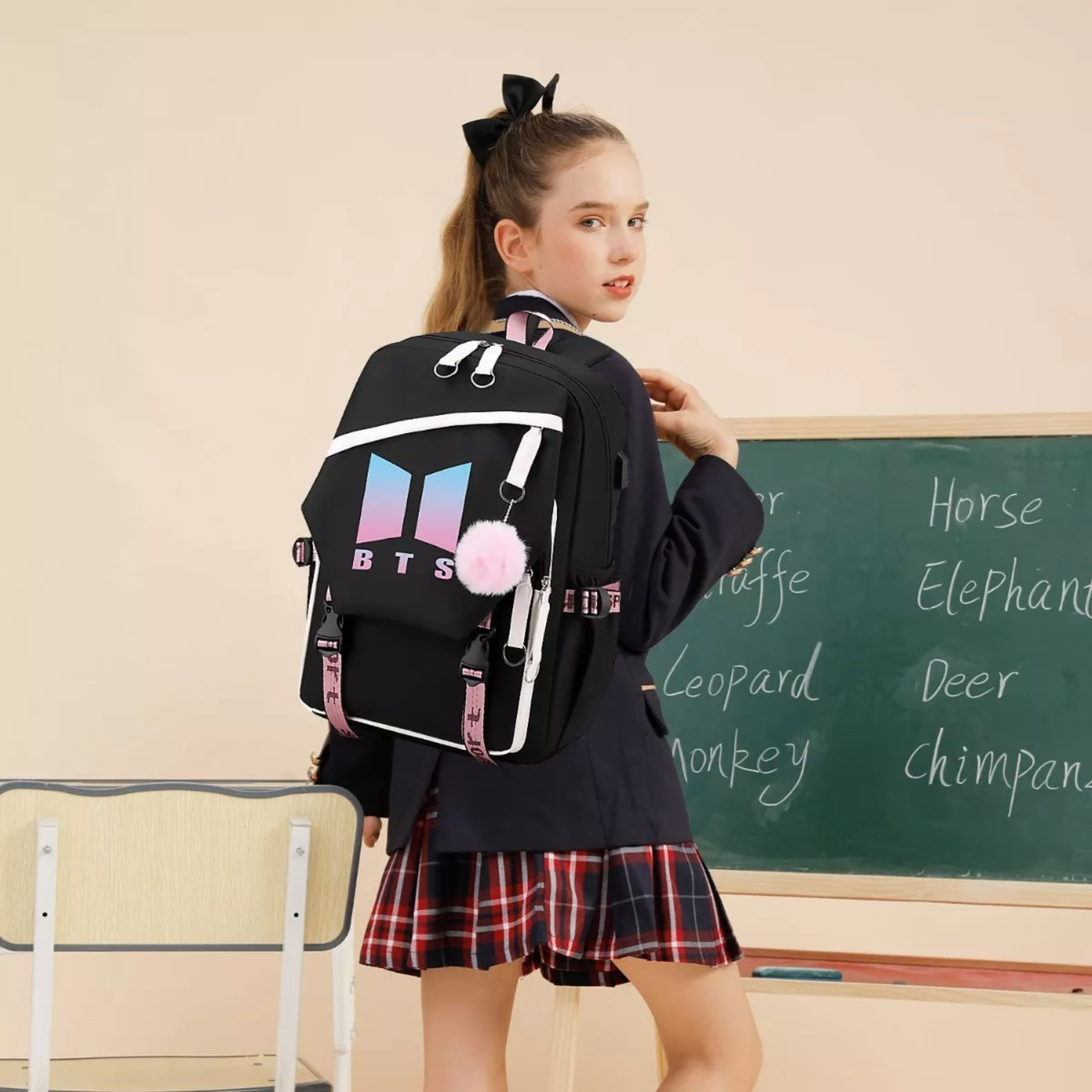 Bts Mochila Con Interfaz Usb Gran Capacidad Estilo Coreano.