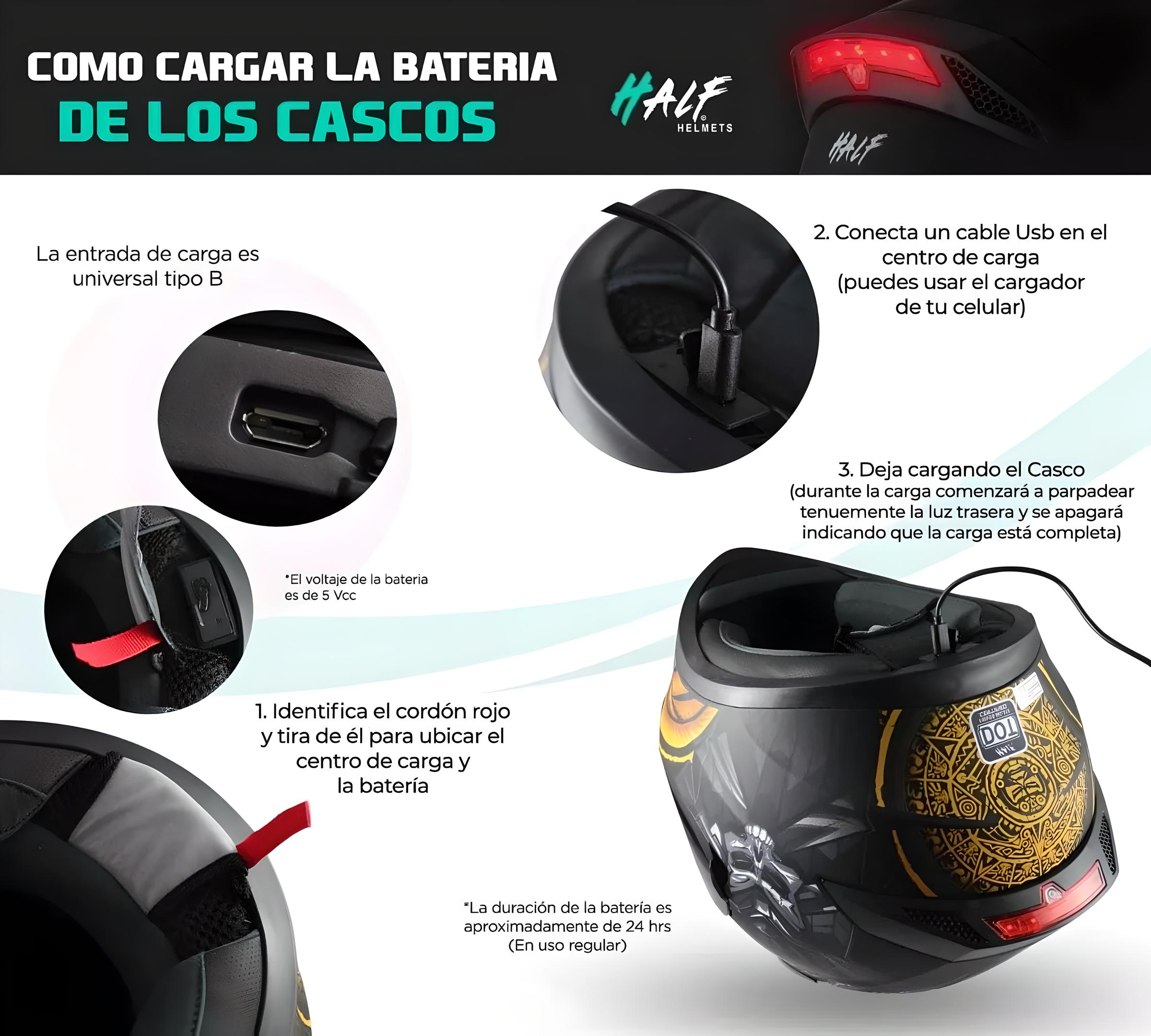 Casco Negro Mate Stop Led Luz Abatible Certificado Pulsar talla mediano.