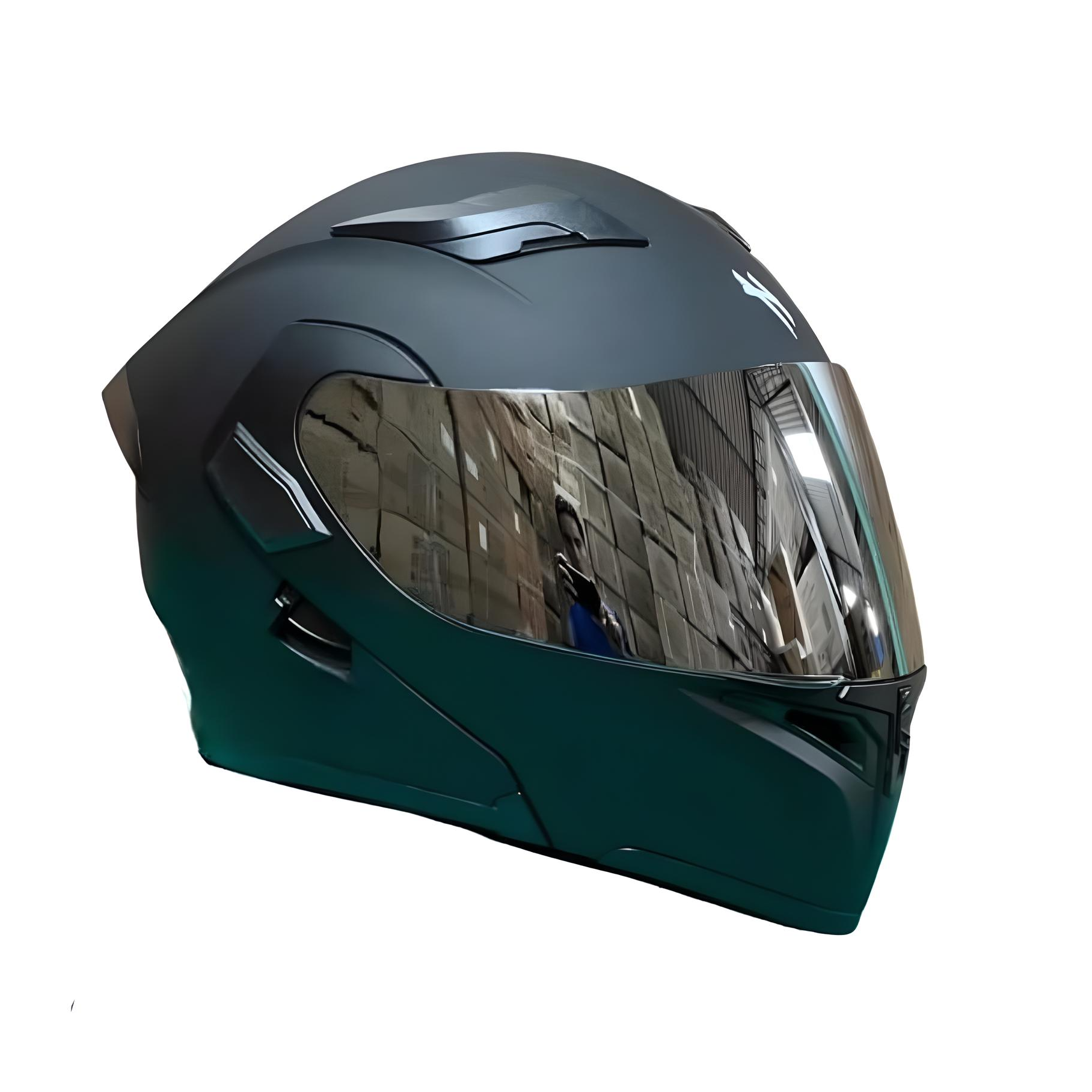 Casco Negro Mate Stop Led Luz Abatible Certificado Pulsar talla mediano.