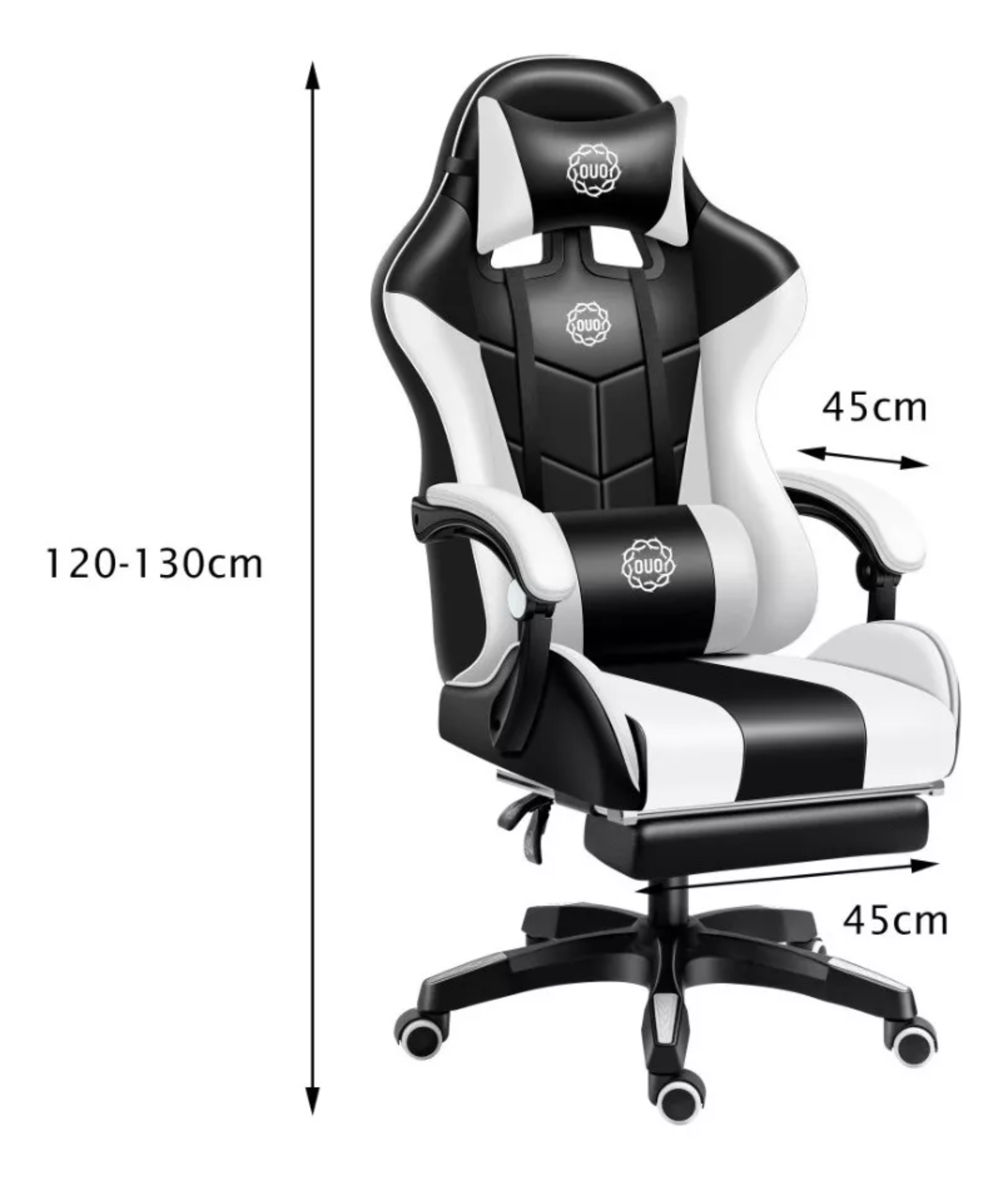 Silla De Oficina Ejecutiva Reclinable Ergonomica Reposapiés Color Negro/Blanco Material del tapizado Cuero sintético.
