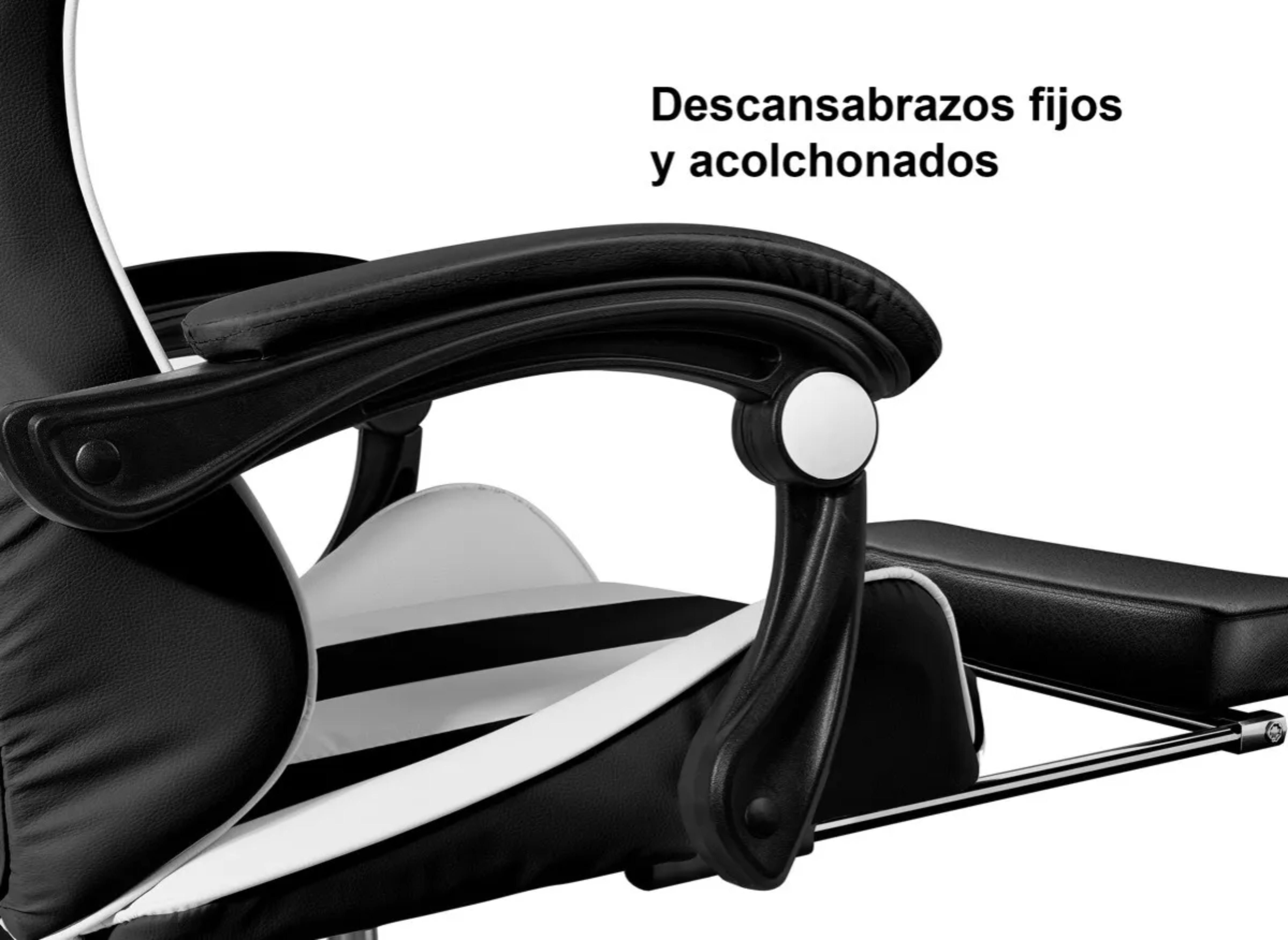 Silla De Oficina Ejecutiva Reclinable Ergonomica Reposapiés Color Negro/Blanco Material del tapizado Cuero sintético.