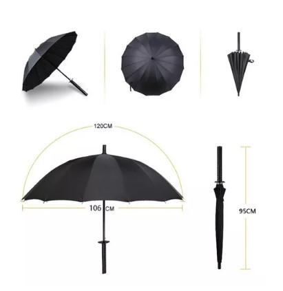 Sombrilla Katana Paraguas Samurai Demon Slayer Lluvia Agua Color Negro T