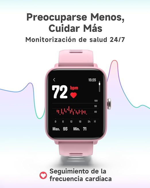BIGGERFIVE Pulsera Actividad Niñas 3 a 14 años, Reloj Inteligente con Podómetro, Frecuencia cardíaca, Resistente al Agua 5 ATM, Monitor de Sueño, Despertador, Juegos de Rompecabezas Marca: BIGGERFIVE.