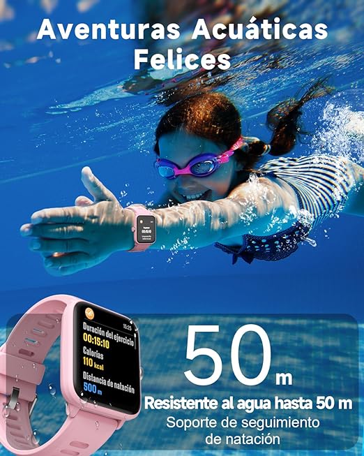 BIGGERFIVE Pulsera Actividad Niñas 3 a 14 años, Reloj Inteligente con Podómetro, Frecuencia cardíaca, Resistente al Agua 5 ATM, Monitor de Sueño, Despertador, Juegos de Rompecabezas Marca: BIGGERFIVE.
