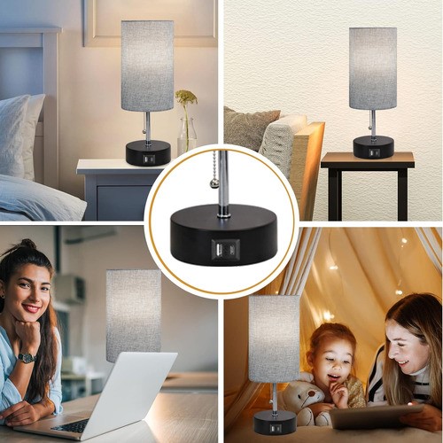 Lámpara De Buró De Mesa De Escritorio Con Usb A+c Y Led Bulb.