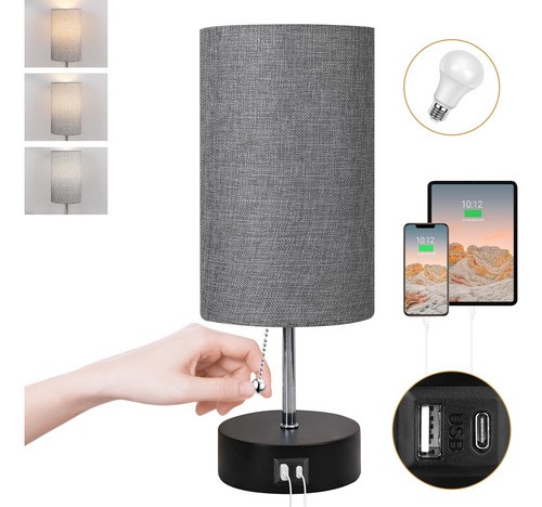 Lámpara De Buró De Mesa De Escritorio Con Usb A+c Y Led Bulb.