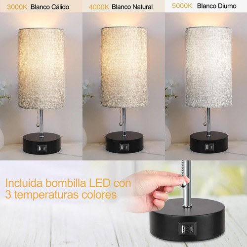 Lámpara De Buró De Mesa De Escritorio Con Usb A+c Y Led Bulb.