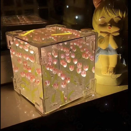 21 Diy Cubo De Rubik Lámpara Noche De Tulipanes Con Espejo