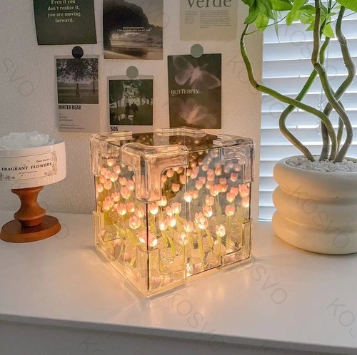 21 Diy Cubo De Rubik Lámpara Noche De Tulipanes Con Espejo