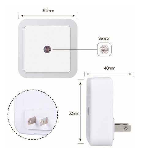 Luz De Noche Inteligente Led Con Sensor De Control 6 Uds