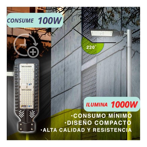 Lampara Alumbrado Publico Led 100w Suburbana Luz Blanca Ip65