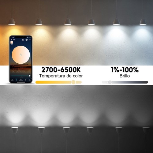 4 Foco Led Inteligente Rgbcw Wifi 9w Ajustable Multicolor