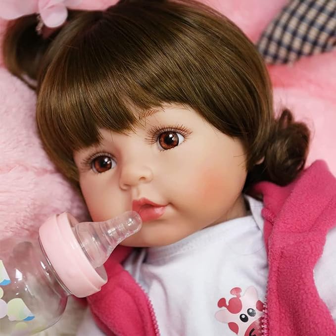 A VOICEPTT Bebé Reborn Muñeca Simulado Cuerpo Silicona Algodón, Reborn Baby Silicone de Juguete 47cm.