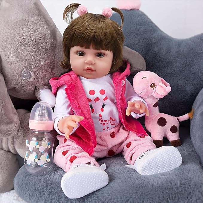 A VOICEPTT Bebé Reborn Muñeca Simulado Cuerpo Silicona Algodón, Reborn Baby Silicone de Juguete 47cm.