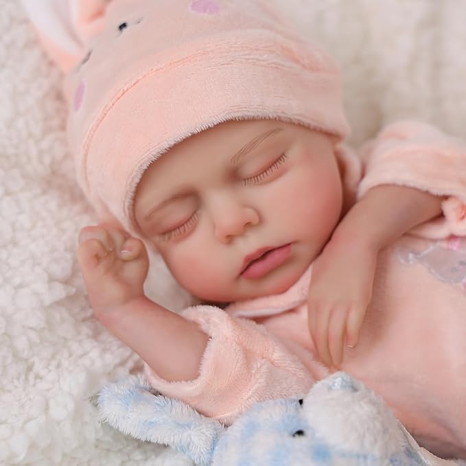 A BABESIDE Muñecas de bebé reborn realistas, de vinilo completo de 12 pulgadas, muñeca de bebé recién nacido, dulce durmiendo, muñeca de bebé de la vida real, linda niña con accesorios de juguete, juego.