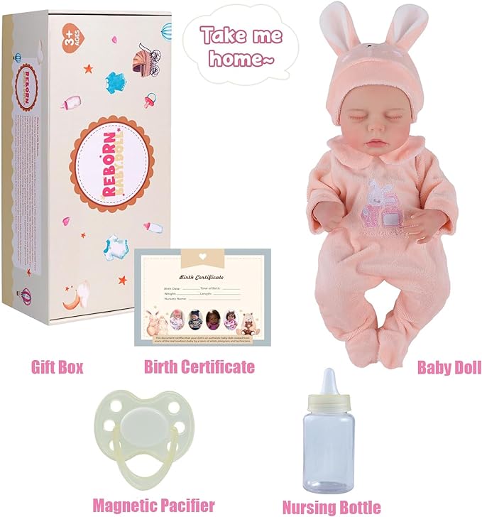 A BABESIDE Muñecas de bebé reborn realistas, de vinilo completo de 12 pulgadas, muñeca de bebé recién nacido, dulce durmiendo, muñeca de bebé de la vida real, linda niña con accesorios de juguete, juego.