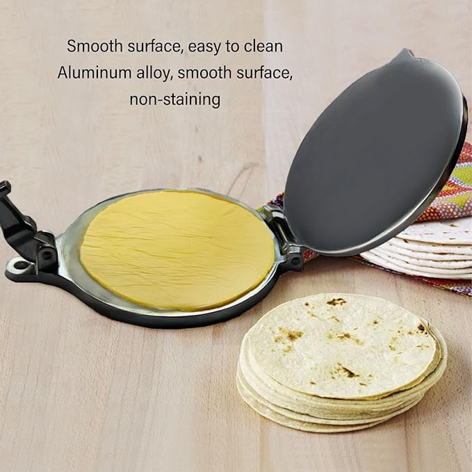 Prensa Manual para Tortillas de Aleación de Aluminio, Eficiente y Conveniente, Diseño Multifuncional para Pasteles de Mano y Más (16cm negro).