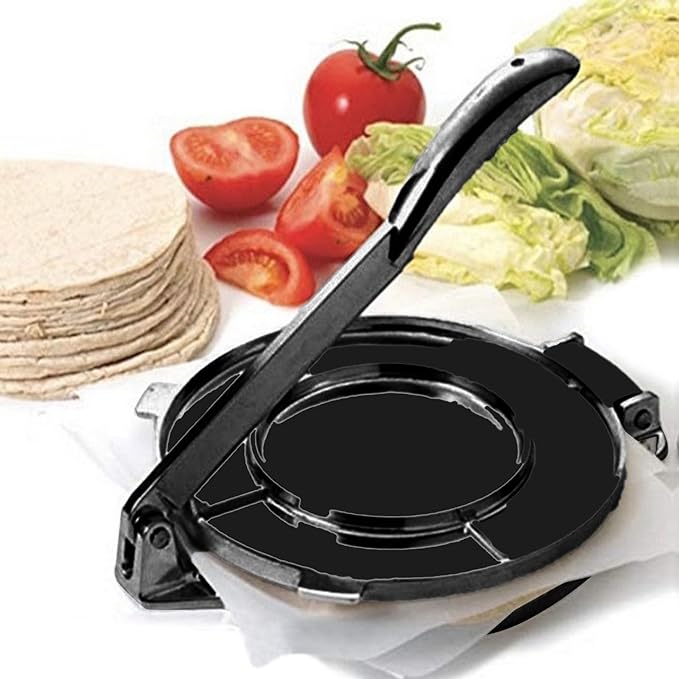 Prensa Manual para Tortillas de Aleación de Aluminio, Eficiente y Conveniente, Diseño Multifuncional para Pasteles de Mano y Más (16cm negro).
