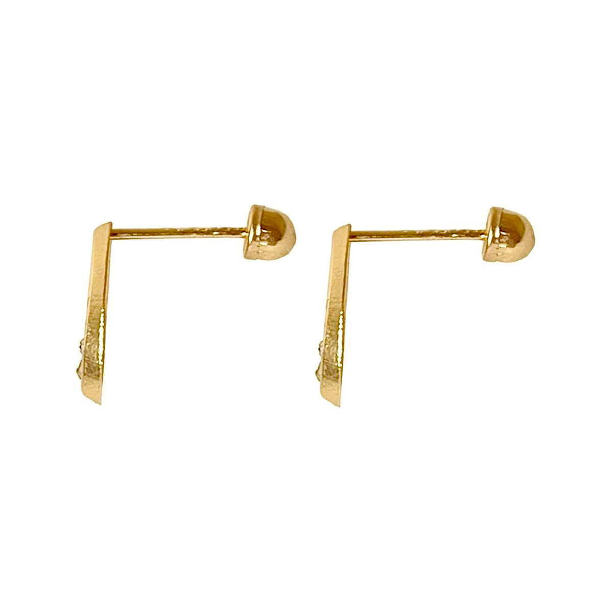 Broquel Tipo Oval con Zirconia Blanca en Oro de 10k - Lenna Joyería