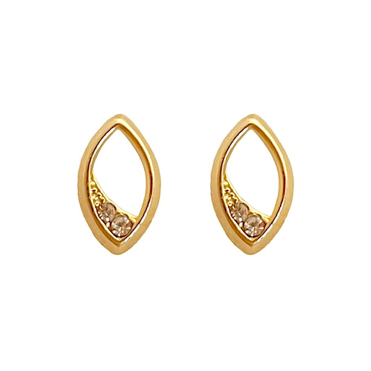 Broquel Tipo Oval con Zirconia Blanca en Oro de 10k - Lenna Joyería