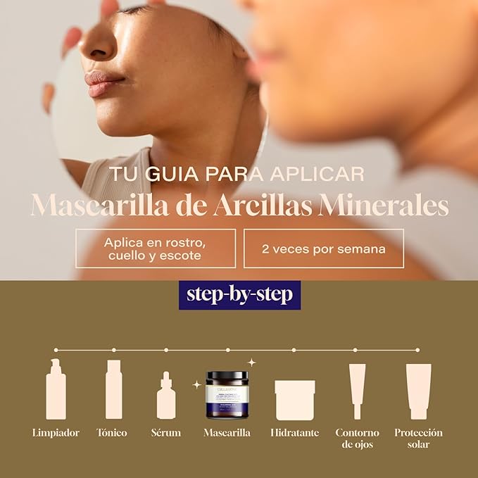 A Mascarilla Facial Hidratante 60 ml. Acido Hialuronico 3%, Colageno Hidrolizado y Arcillas Minerales - COLLAGENIC Skin care (NR).
