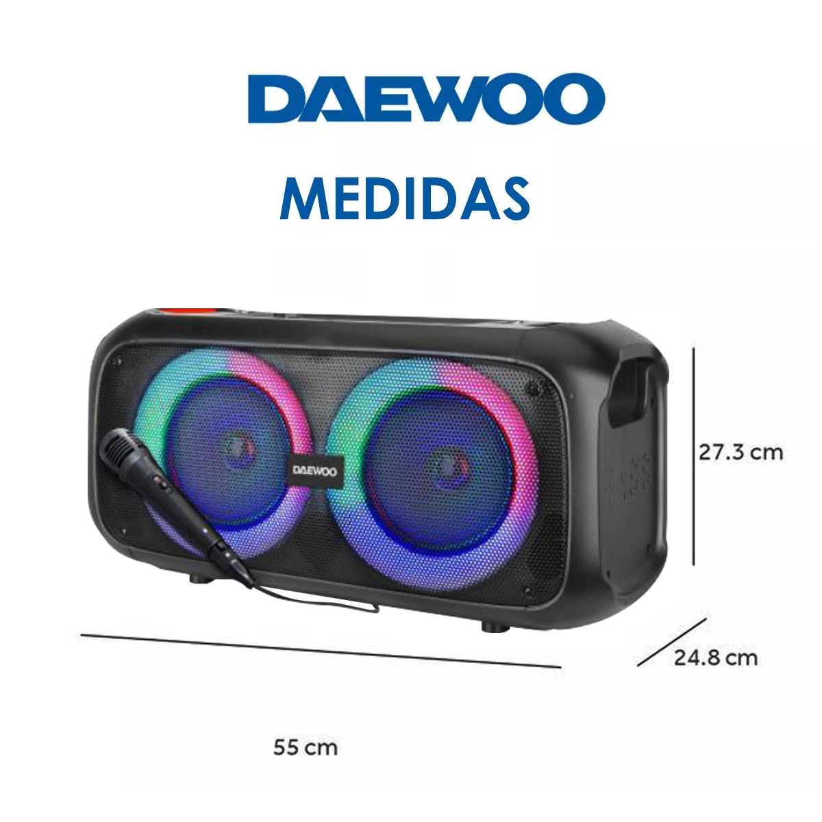 Bocina Bafle Bluetooth Daewoo Megabox Con Micrófono Dw1988 Tws Luz Led