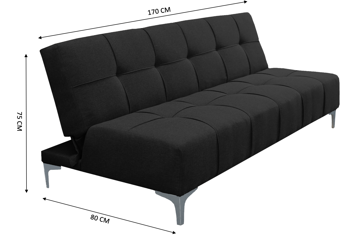 Sofa Cama Reclinable El Bazar Store New York Negro , Futon 3 posiciones, Sala.
