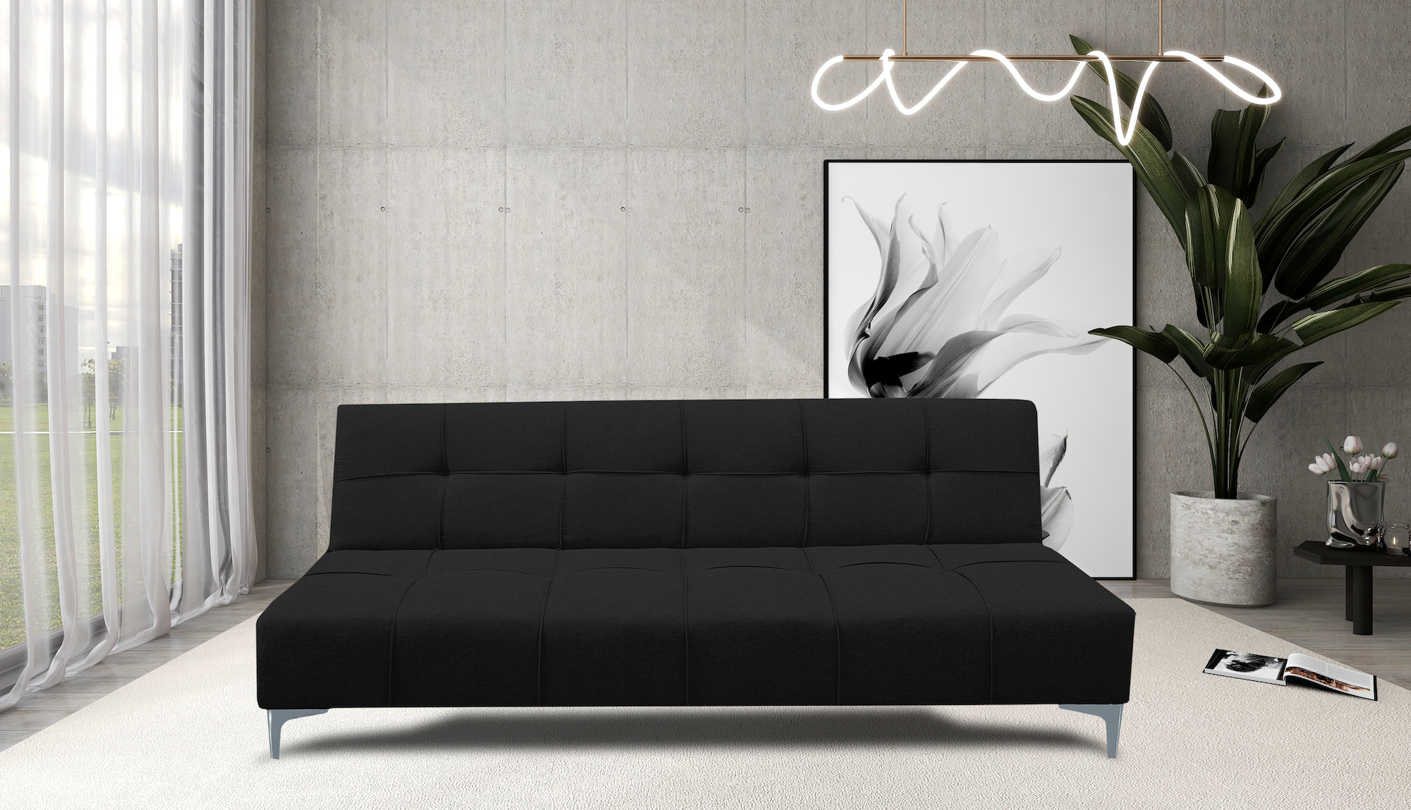 Sofa Cama Reclinable El Bazar Store New York Negro , Futon 3 posiciones, Sala.