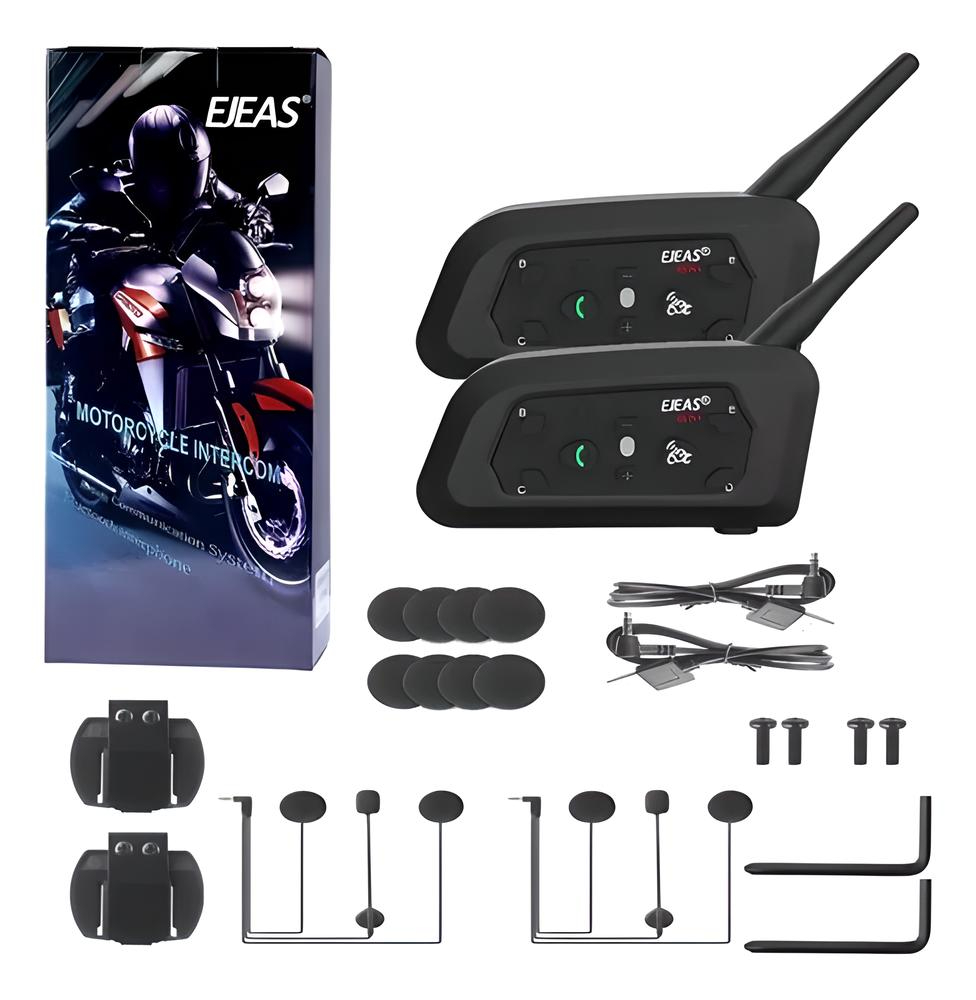 Intercomunicador V6pro Para Casco Motociclet-2pcs,bt, Ip65.
