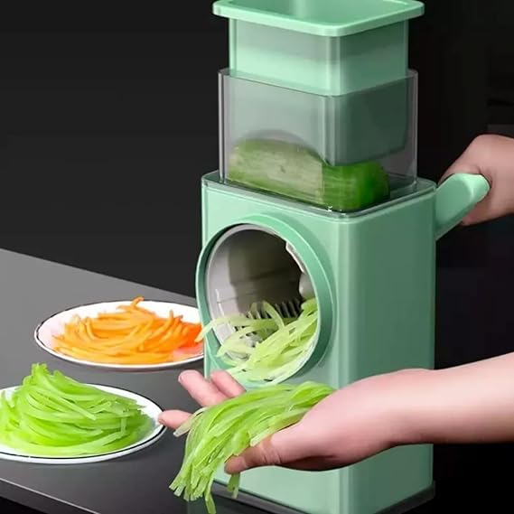 A Cortadora De Manual Multifuncional Con Manivela Safe Mandoline Slicer Comida vegetal Cortador de Papa Tiras Julienne Dicer Ajustable Multi Blade Extraíble para Cocina Preparación de Comida Rápida.