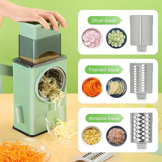 A Cortadora De Manual Multifuncional Con Manivela Safe Mandoline Slicer Comida vegetal Cortador de Papa Tiras Julienne Dicer Ajustable Multi Blade Extraíble para Cocina Preparación de Comida Rápida.