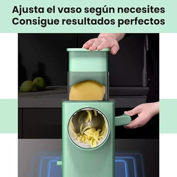 A Cortadora De Manual Multifuncional Con Manivela Safe Mandoline Slicer Comida vegetal Cortador de Papa Tiras Julienne Dicer Ajustable Multi Blade Extraíble para Cocina Preparación de Comida Rápida.