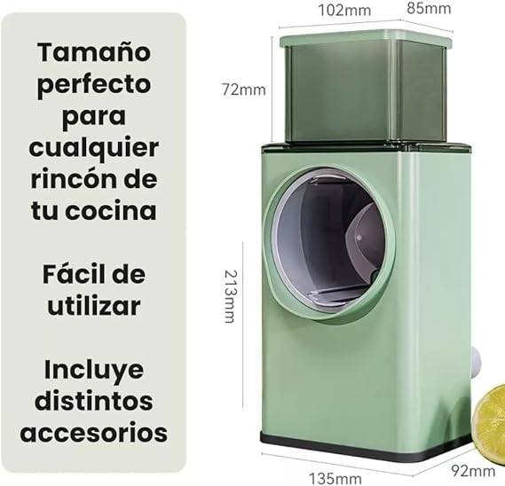 A Cortadora De Manual Multifuncional Con Manivela Safe Mandoline Slicer Comida vegetal Cortador de Papa Tiras Julienne Dicer Ajustable Multi Blade Extraíble para Cocina Preparación de Comida Rápida.